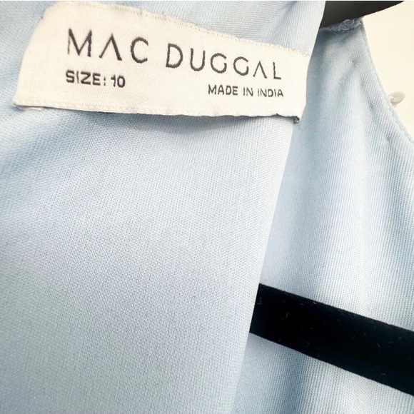 Mac Duggal Sequined High Neck Cap Sleeve A Line Gown Ice Blue Multi Size 10 NWT - Picture 6 of 7